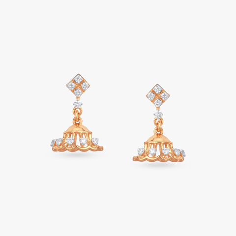 Scallop Swirls Diamond Jhumka Earrings