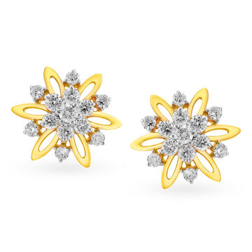 Petite Floral Diamond Stud Earrings