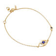 14 KT Yellow White Gold Multi Charm Evil Eye Bracelet,,hi-res image number null