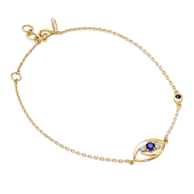 14 KT Yellow White Gold Multi Charm Evil Eye Bracelet,,hi-res image number null