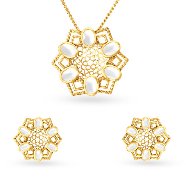 Graceful Enamel Pendant and Earrings Set,,hi-res image number null