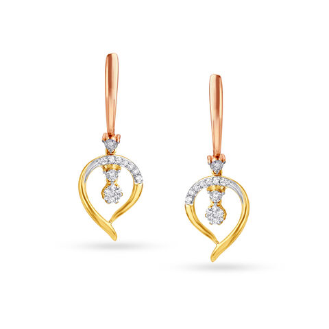 Dainty Leaf Diamond Hoop Earrings