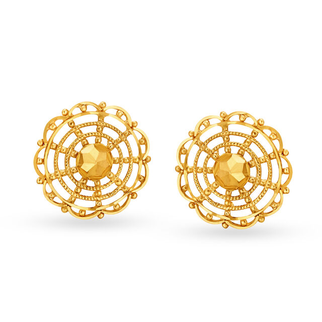 Traditional Elongated Gold Filigree 3 Layer Jhumkas,,hi-res image number null