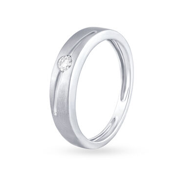 Sparkling Ridged Platinum and Diamond Ring