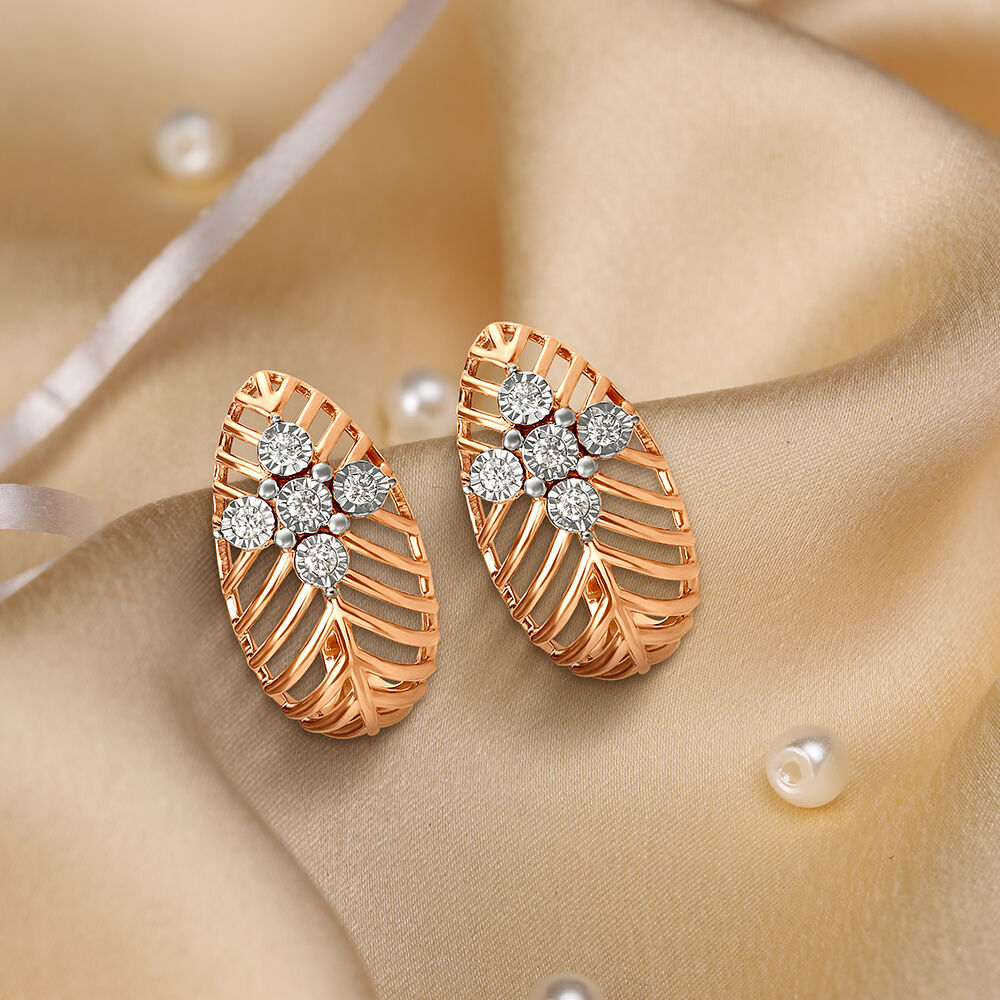 Enticing Traditional Diamond Hoop Earrings in White and Rose Gold