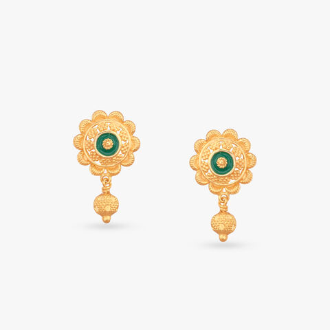 Enamel Bloom Gold Drop Earrings