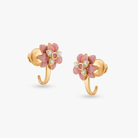 Blush Bloom Diamond Hoop Earrings