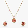Botanical Opulence Ruby and Emerald Pendant with Chain and Earrings Set,,hi-res image number null