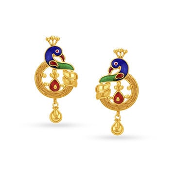 Traditional Peacock Short Drop Earrings