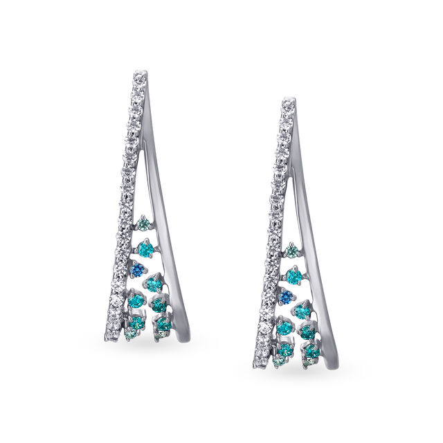 Glam 14KT White Gold Hoop Earrings,,hi-res image number null