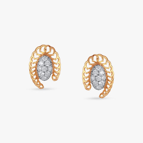 Enchanted Leaf Diamond Stud Earrings