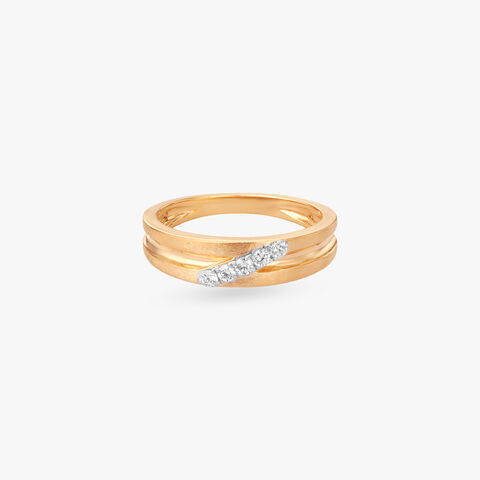 Diagonal Brilliance Gold Diamond Finger Ring for Men