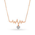 14KT Rose Gold Heartbeat Pendant With Chain,,hi-res image number null