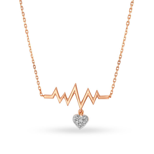 14KT Rose Gold Heartbeat Pendant With Chain,,hi-res image number null