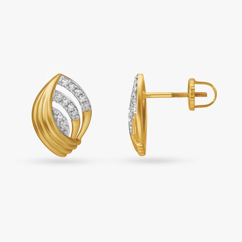 Dazzling Leaf Diamond Stud Earrings