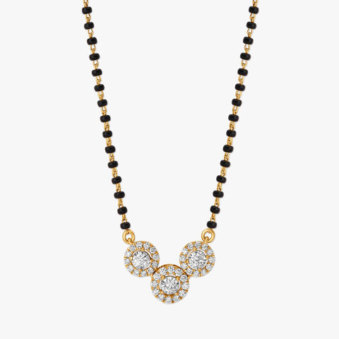 Connected Circles Diamond Mangalsutra in Yellow and White Gold