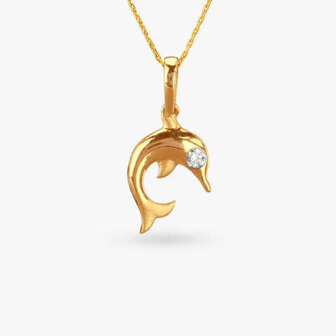 Sparkling Dolphins Diamond Pendant and Earrings Set for Kids