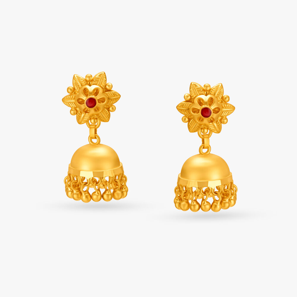 Gold jhumka earrings malabar shop