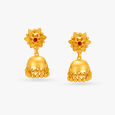 Traditional Floral Gold Jhumka Earrings,,hi-res image number null
