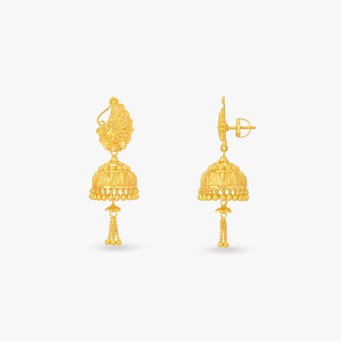 Ridged Petal Jhumka Earrings