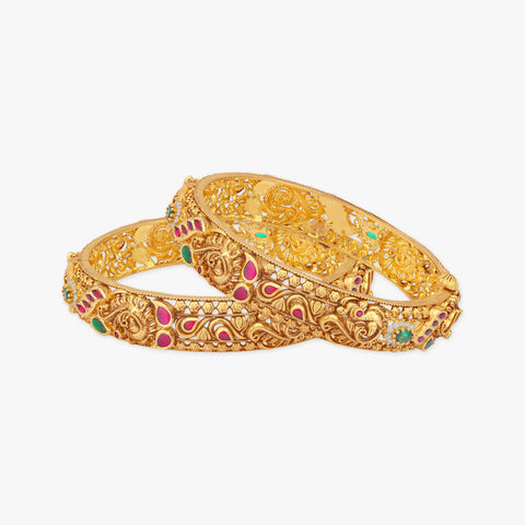 Peacock Trail Gold Bangles