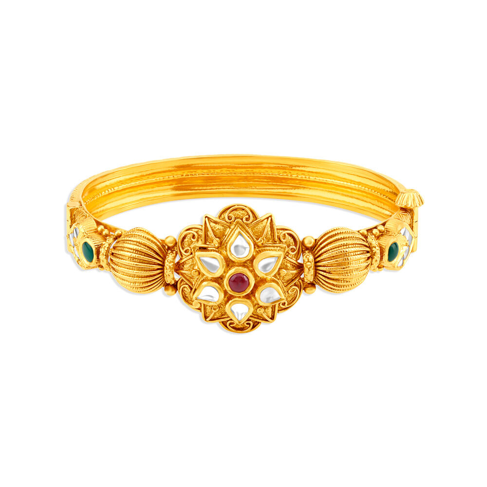 22 Karat Gold and Kundan Glass Bangle