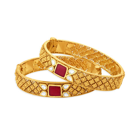 Floral Multi Stone Gold Bangle