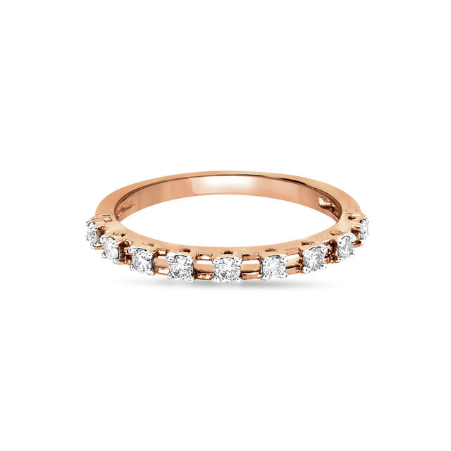 14 KT Rose Gold Half Eternity Diamond Ring,,hi-res image number null