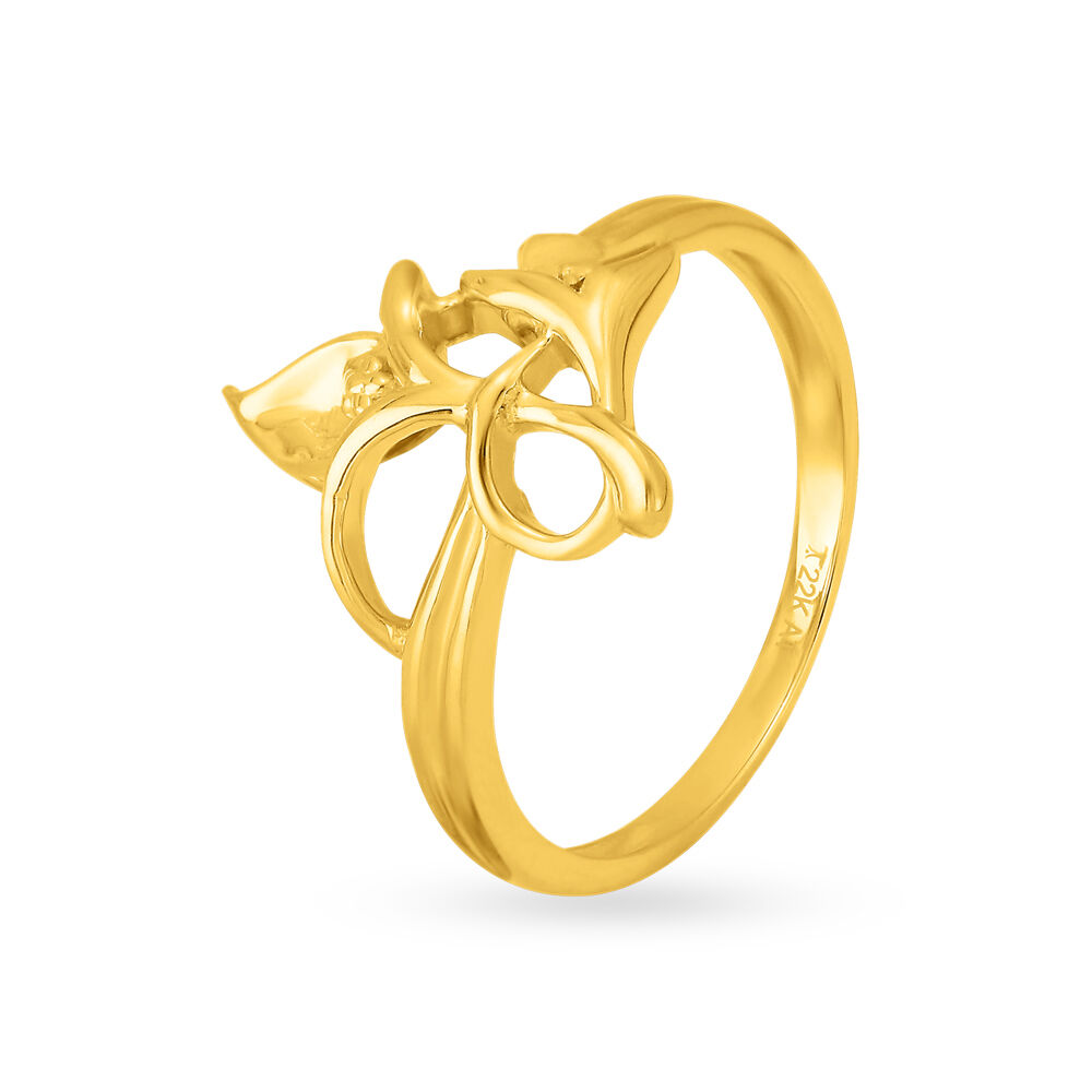 Mesmerizing 22 Karat Yellow Gold Floral Cocktail Ring