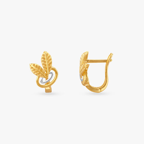 Twin Leaf Gold Hoop Earrings