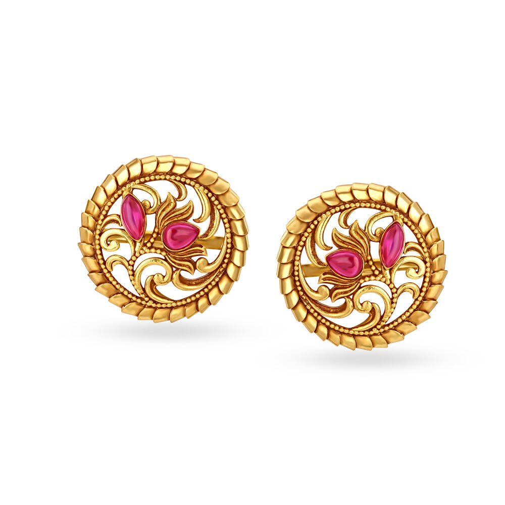 Hypnotic Gold Fancy Stud Earrings