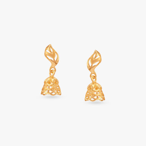 Filigree Bloom Gold Jhumka Earrings