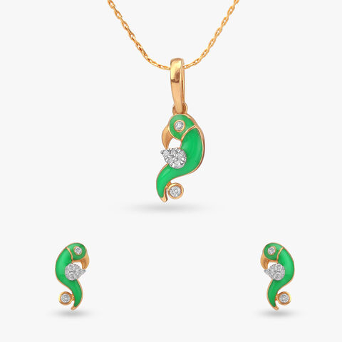 Chirpy Charm Diamond Pendant and Earrings Set for Kids