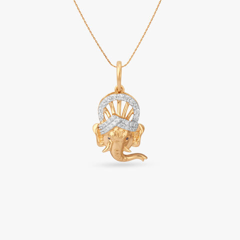 Crowned Ganesh Diamond Pendant