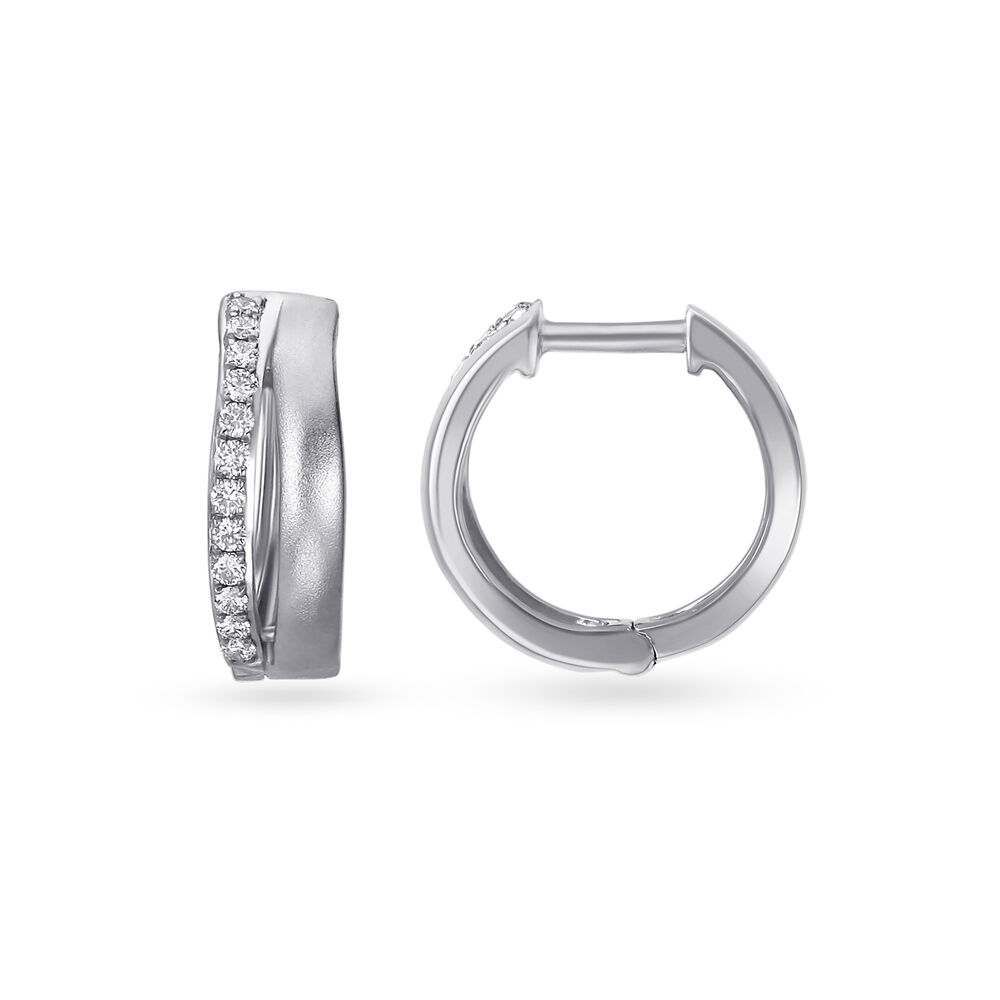 Graceful 950 Platinum And Diamond Huggie Earrings