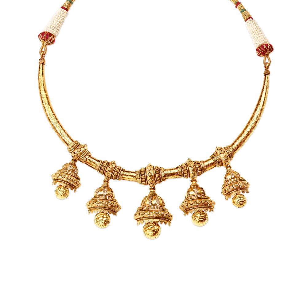 Regal Traditional Gold Necklace Set Perfect for the Indian Bride