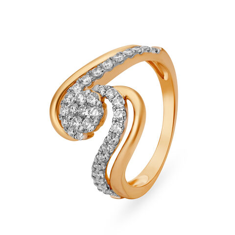 Spectacular 18 Karat Yellow And White Gold And Diamond Swirled Finger Ring