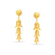 Sumptuous Yellow Gold Floral Tiered Jhumkas,,hi-res image number null