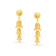 Sumptuous Yellow Gold Floral Tiered Jhumkas,,hi-res image number null