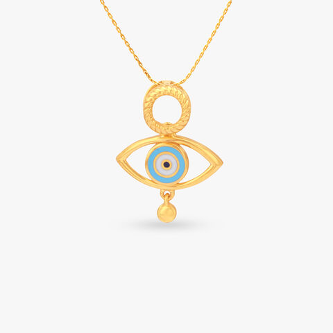 Enamel Gaze Gold Pendant
