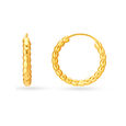 22 KT Yellow Gold Graceful Beaded Hoop Earrings,,hi-res image number null