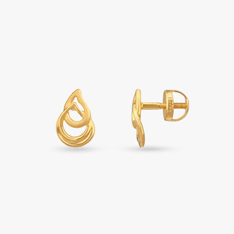 Tiny Ripple Gold Stud Earrings for Kids