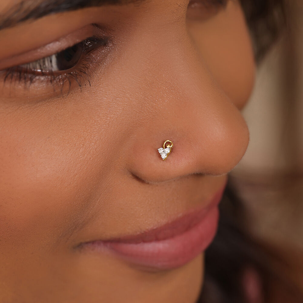14KT Yellow Gold Diamond Nose Pin