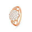 Modern Floral Rose Gold Finger Ring,,hi-res image number null