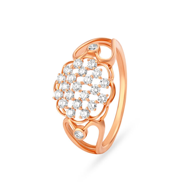 Modern Floral Rose Gold Finger Ring,,hi-res image number null
