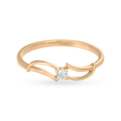 Slender Single Diamond Studded Finger Ring