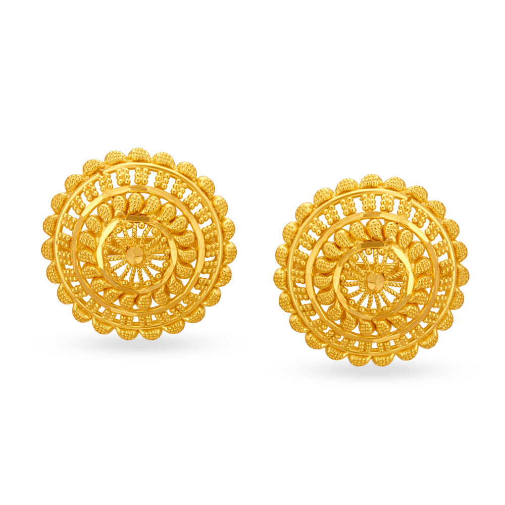 Tanishq gold ear studs with price hot sale