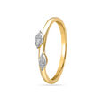 14 KT Yellow Gold Minimalist Greenery Diamond Finger Ring,,hi-res image number null