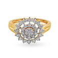 Fancy Floral Pattern Gold and Diamond Finger Ring,,hi-res image number null