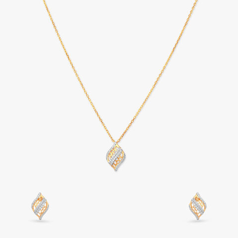Twilight Weave Diamond Pendant with Chain and Earrings Set